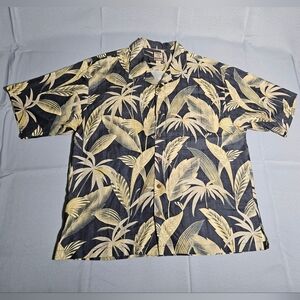 TOMMY BAHAMA 100% SILK FLORAL HAWAIIAN SHIRT PALM TREES Vacation Beach Sz XL